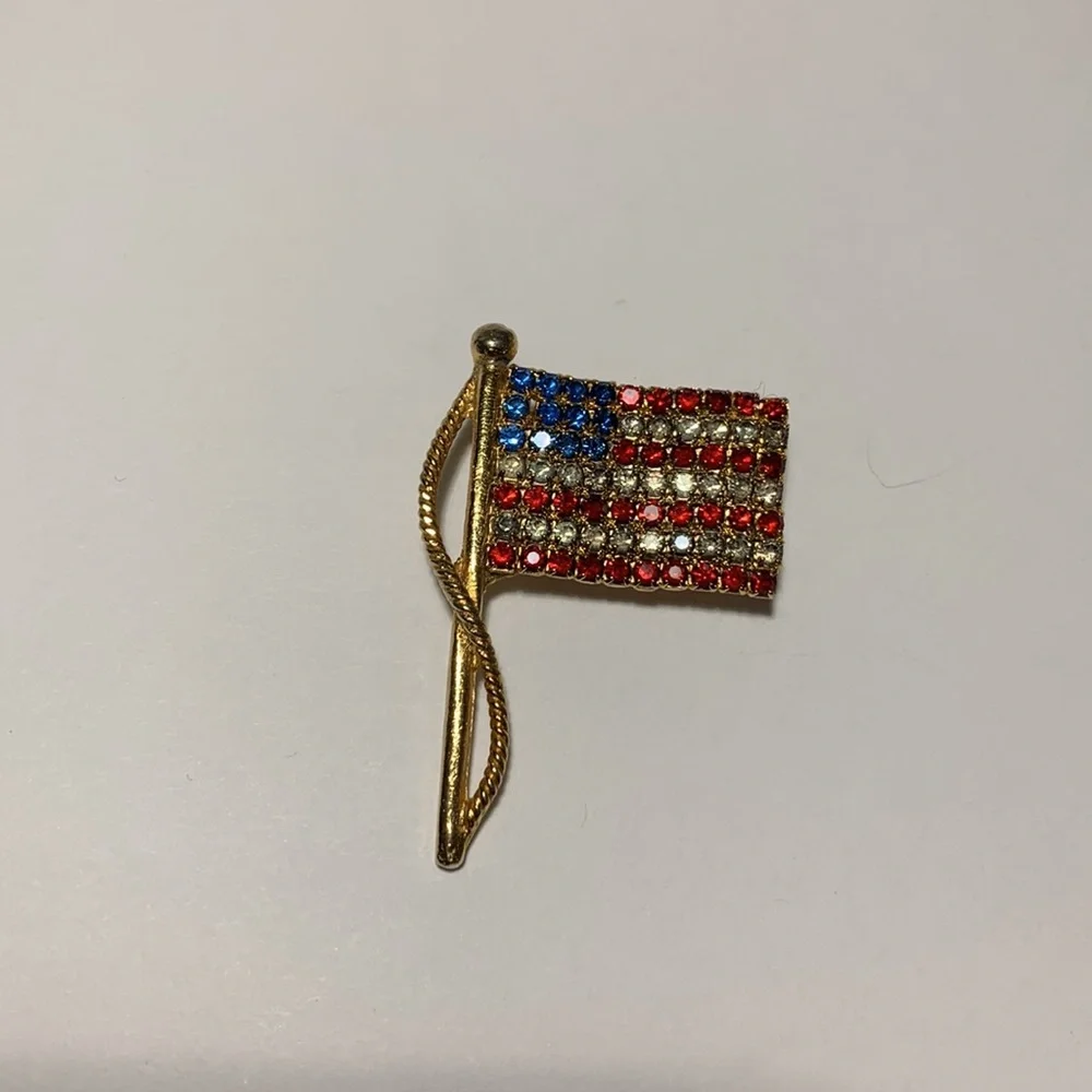 American Flag Rhinestone Brooch Pin USA Flag 76 Pin USA Flag Tack Pin Patriotic